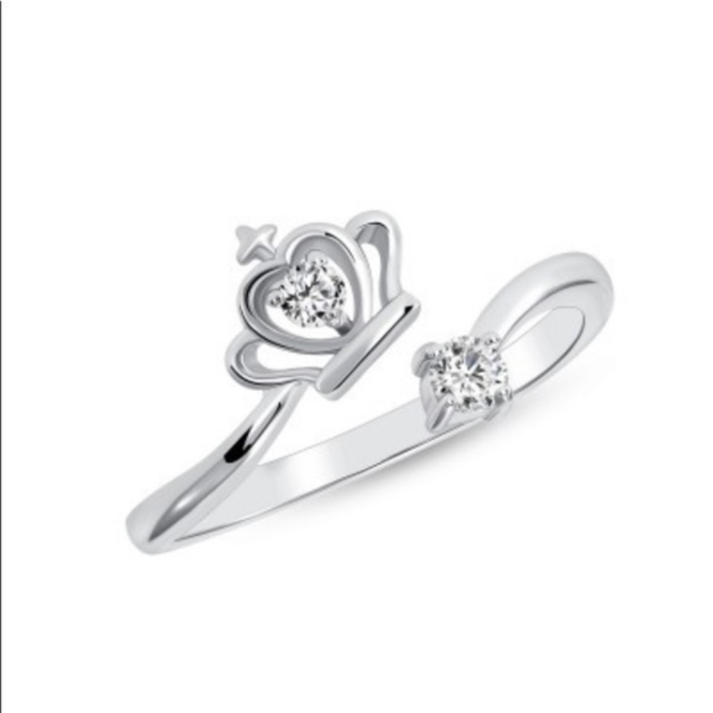 925 SILVER CZ CROWN RING